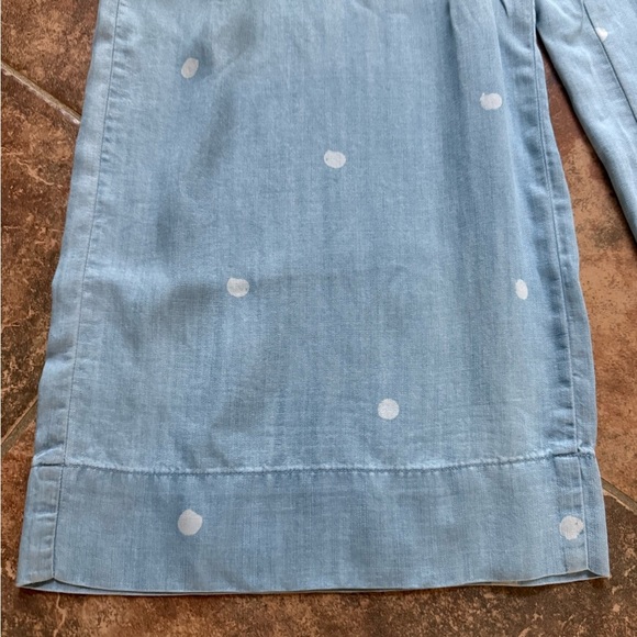 Anthropologie Cloth & Stone Chambray Polka Dot Jumpsuit Cropped Wide Leg - Picture 4 of 9